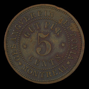 Canada, Gesangverein Teutonia, 5 cents : 1888