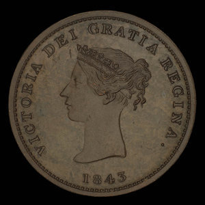 Canada, Province of New Brunswick, 1/2 penny : 1843