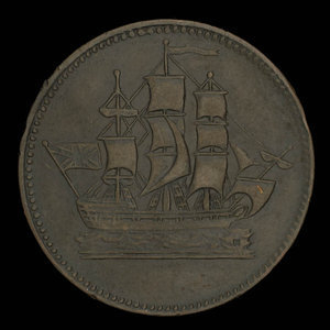 Canada, unknown, 1/2 penny : 1835