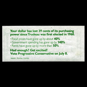 Canada, Progressive Conservative Party of Canada, 61 cents : 1974