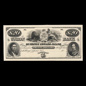 Canada, Union Bank of Prince Edward Island, 20 dollars : 1872