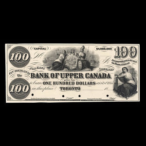 Canada, Bank of Upper Canada (York), 100 dollars : 1861