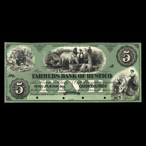 Canada, Farmers Bank of Rustico, 5 dollars : 1864