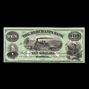 Canada, Merchants Bank (The), 10 dollars : June 1, 1864