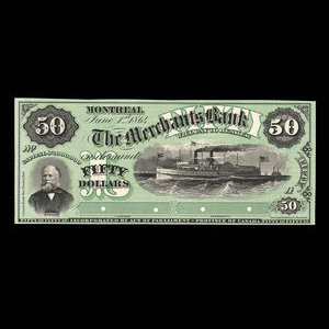 Canada, Merchants Bank (The), 50 dollars : June 1, 1864