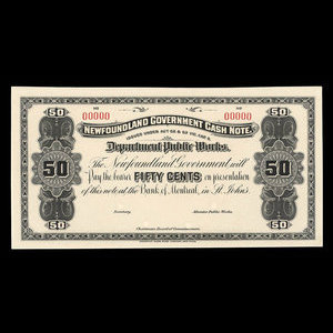 Canada, Newfoundland - Department of Public Works, 50 cents : 1909