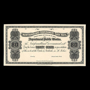 Canada, Newfoundland - Department of Public Works, 80 cents : 1909