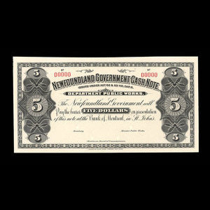 Canada, Newfoundland - Department of Public Works, 5 dollars : 1909