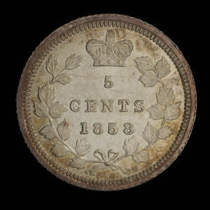 Canada, Victoria, 5 cents : 1858