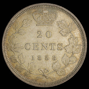 Canada, Victoria, 20 cents : 1858