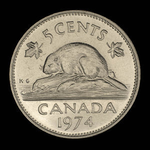 Canada, Elizabeth II, 5 cents : 1974