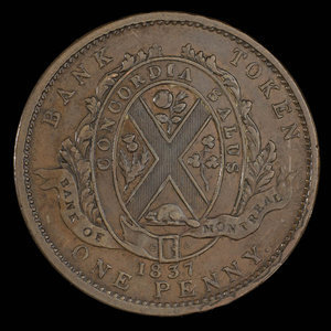 Canada, Bank of Montreal, 1 penny : 1837