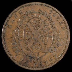 Canada, City Bank (Montreal), 1 penny : 1837