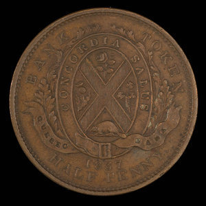 Canada, Quebec Bank, 1/2 penny : 1837