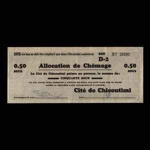 Canada, Cité de Chicoutimi, 50 cents : November 21, 1935