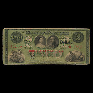 Canada, Bank of Montreal, 2 dollars : January 3, 1859