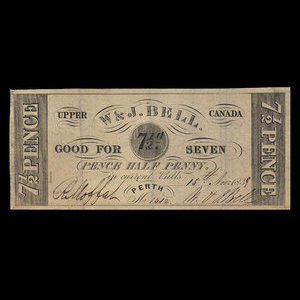 Canada, W. & J. Bell, 7 1/2 pence : November 15, 1839