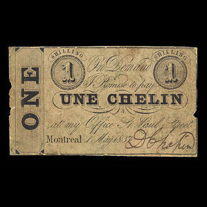 Canada, Dexter Chapin, 1 chelin : May 1, 1837