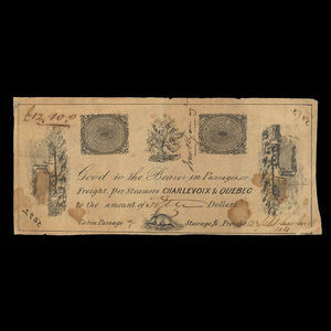 Canada, Charlevoix & Quebec Steamers, 50 dollars : 1848