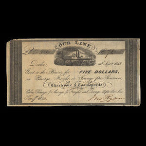 Canada, Charlevoix & Cosmopolite Steamers, 5 dollars : September 14, 1848