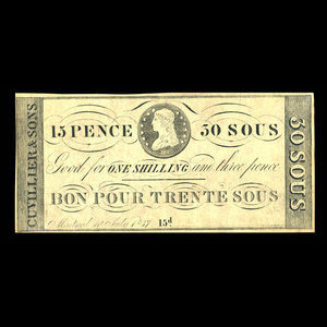 Canada, Cuvillier & Sons, 15 pence : July 10, 1837