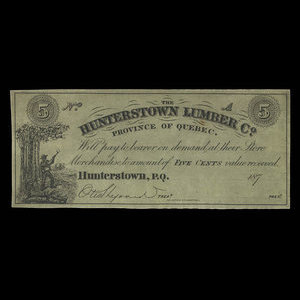 Canada, Hunterstown Lumber Co., 5 cents : 1879