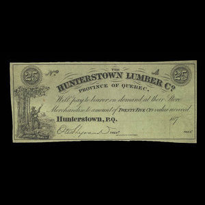Canada, Hunterstown Lumber Co., 25 cents : 1879