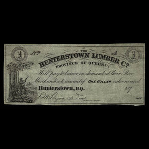 Canada, Hunterstown Lumber Co., 1 dollar : 1875