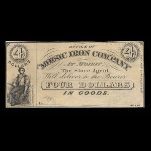 Canada, Moisic Iron Company, 4 dollars : 1876