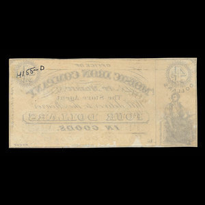 Canada, Moisic Iron Company, 4 dollars : 1876