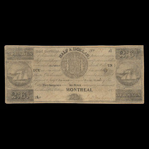 Canada, Jno. Molson (Jr.), 3 francs : August 1, 1837