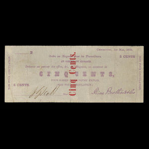 Canada, Price Brothers & Company, Ltd., 5 cents : May 1, 1878