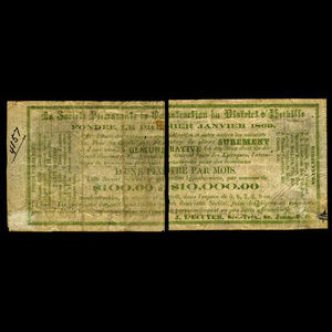 Canada, Permanent Building Society of the Distirct of Iberville, no denomination : 1895