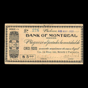 Mexico, Bank of Montreal, 5 pesos : May 28, 1915
