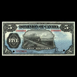 Canada, Dominion of Canada, 5 dollars : May 1, 1912