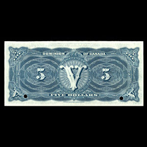 Canada, Dominion of Canada, 5 dollars : May 1, 1912