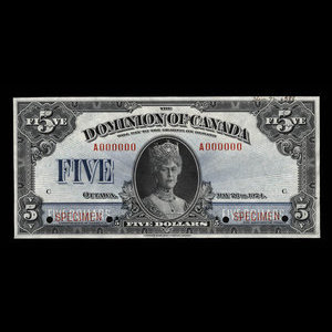 Canada, Dominion of Canada, 5 dollars : May 26, 1924