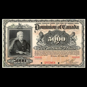 Canada, Dominion of Canada, 5,000 dollars : January 2, 1901