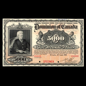 Canada, Dominion of Canada, 5,000 dollars : January 2, 1901