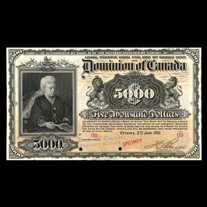 Canada, Dominion of Canada, 5,000 dollars : January 2, 1901