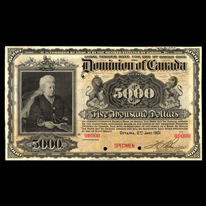 Canada, Dominion of Canada, 5,000 dollars : January 2, 1901