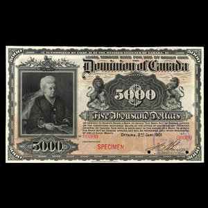 Canada, Dominion of Canada, 5,000 dollars : January 2, 1901