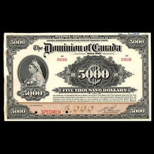 Canada, Dominion of Canada, 5,000 dollars : January 2, 1918