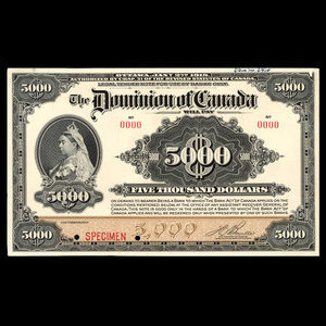 Canada, Dominion of Canada, 5,000 dollars : January 2, 1918
