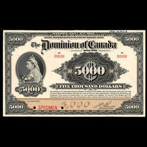 Canada, Dominion of Canada, 5,000 dollars : January 2, 1918