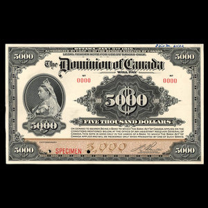 Canada, Dominion of Canada, 5,000 dollars : January 2, 1918