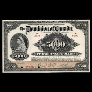 Canada, Dominion of Canada, 5,000 dollars : January 2, 1918