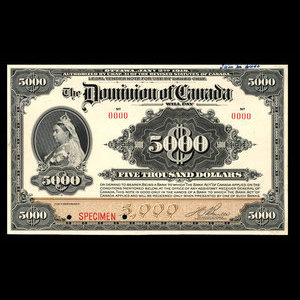 Canada, Dominion of Canada, 5,000 dollars : January 2, 1918