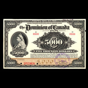 Canada, Dominion of Canada, 5,000 dollars : January 2, 1918