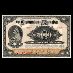 Canada, Dominion of Canada, 5,000 dollars : January 2, 1924